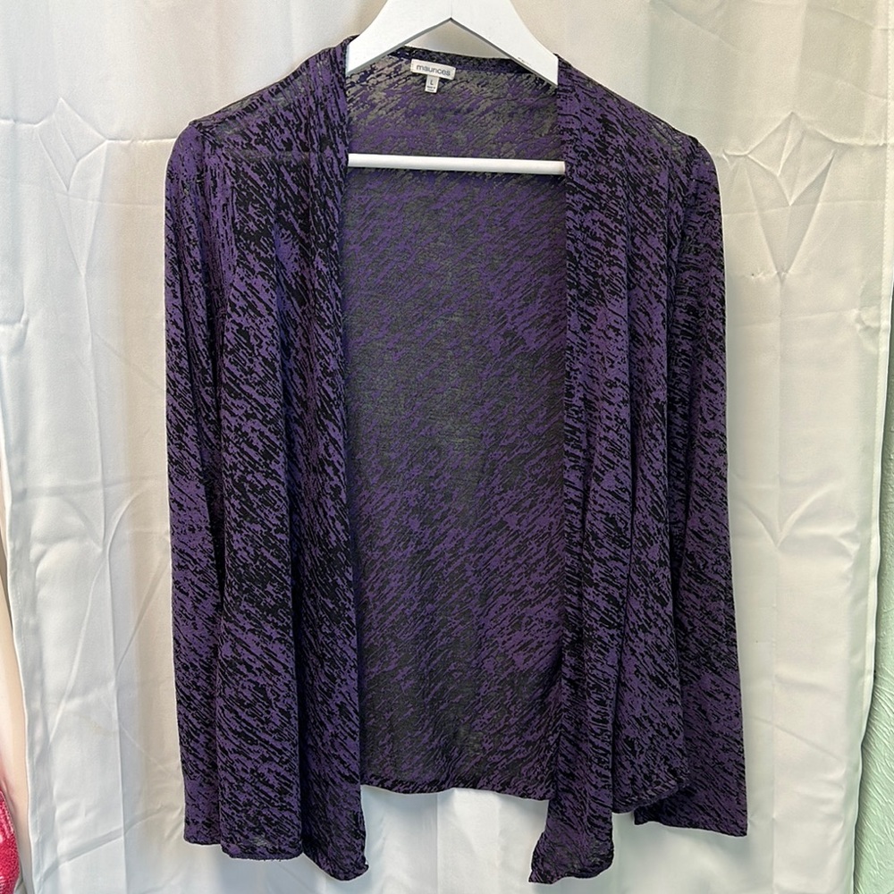 Maurices Purple & Black Semi-sheer  Cardigan Sweater
